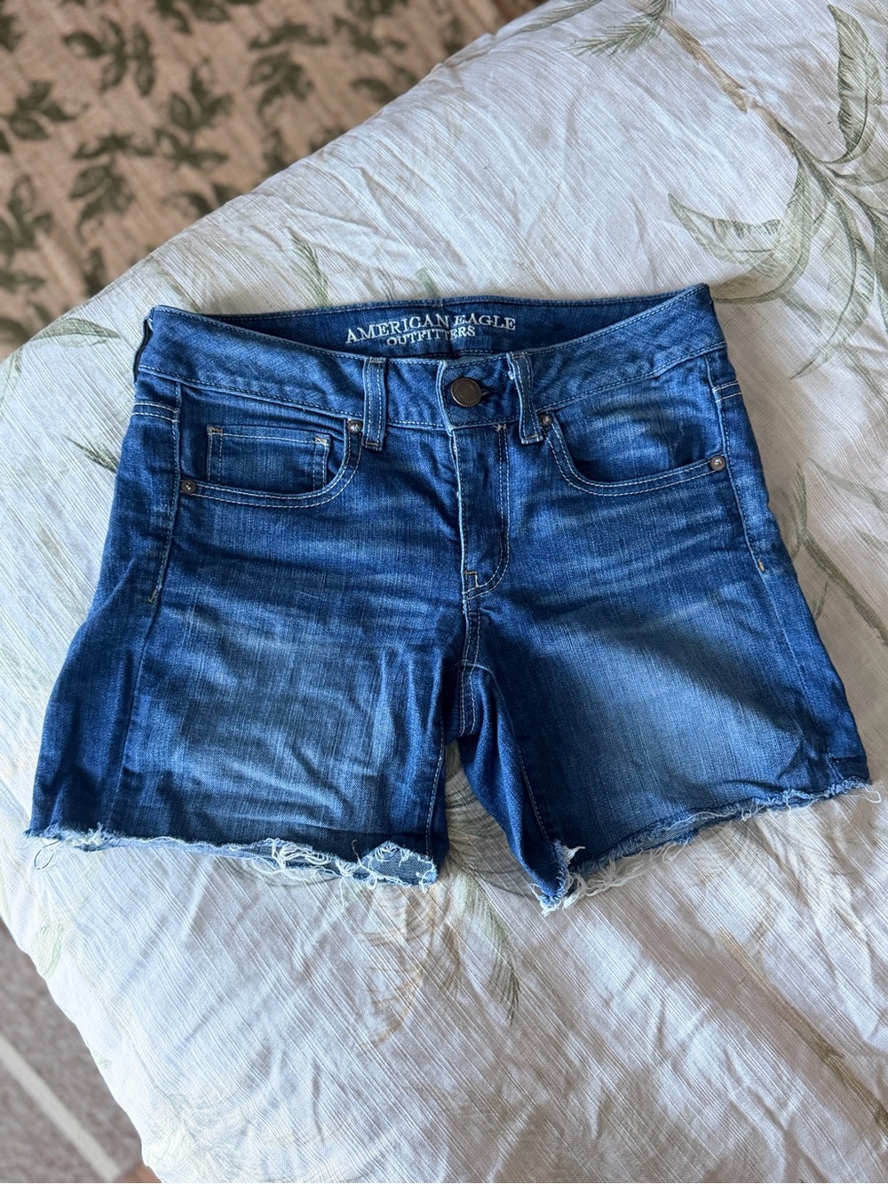 American Eagle Dark Blue Denim Cutoff Shorts